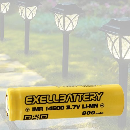 EXELL BATTERY 14500 3.7V Li-Ion 800mAh Rechargeable Solar Light FLAT TOP Battery EBLI-14500C8_SOLAR
